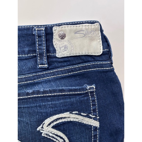 Silver Jeans Co. Suki Mid Capri Denim Jeans Dark Wash Women's W31 L22.5 EUC - Picture 7 of 7